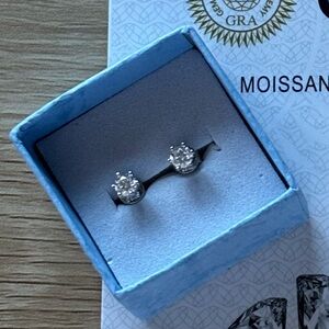Moissanite Sterling Silver Dainty Stud Earrings